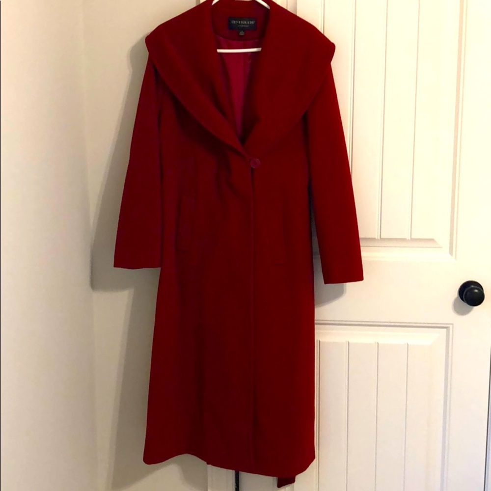 Fabulous red wool full length trench